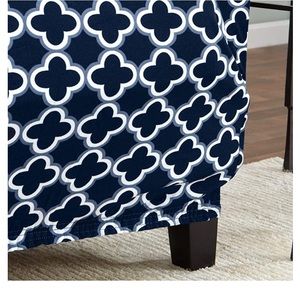 Great Bay Home Printed Twill Arm Chair Slipcover. One Piece Navy-New